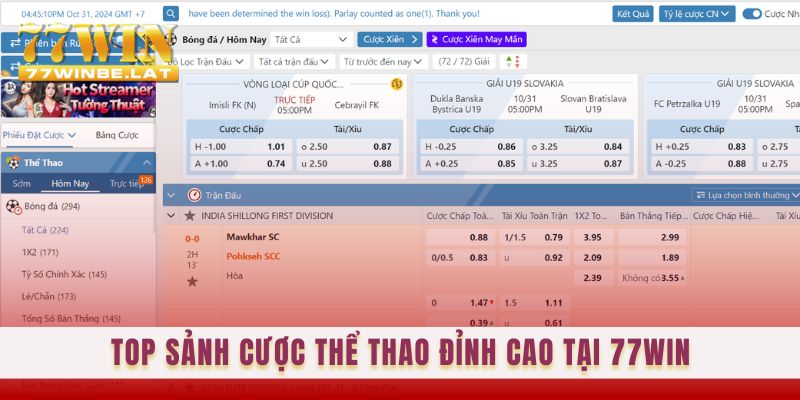 Top sảnh cược thể thao đỉnh cao tại 77win